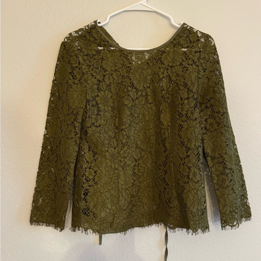 J. Crew Factory Olive Lace Blouse